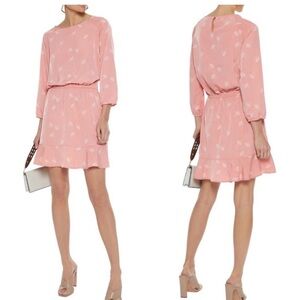 Joie Pink Floral Print Ruffle Mini Dress - Size Medium